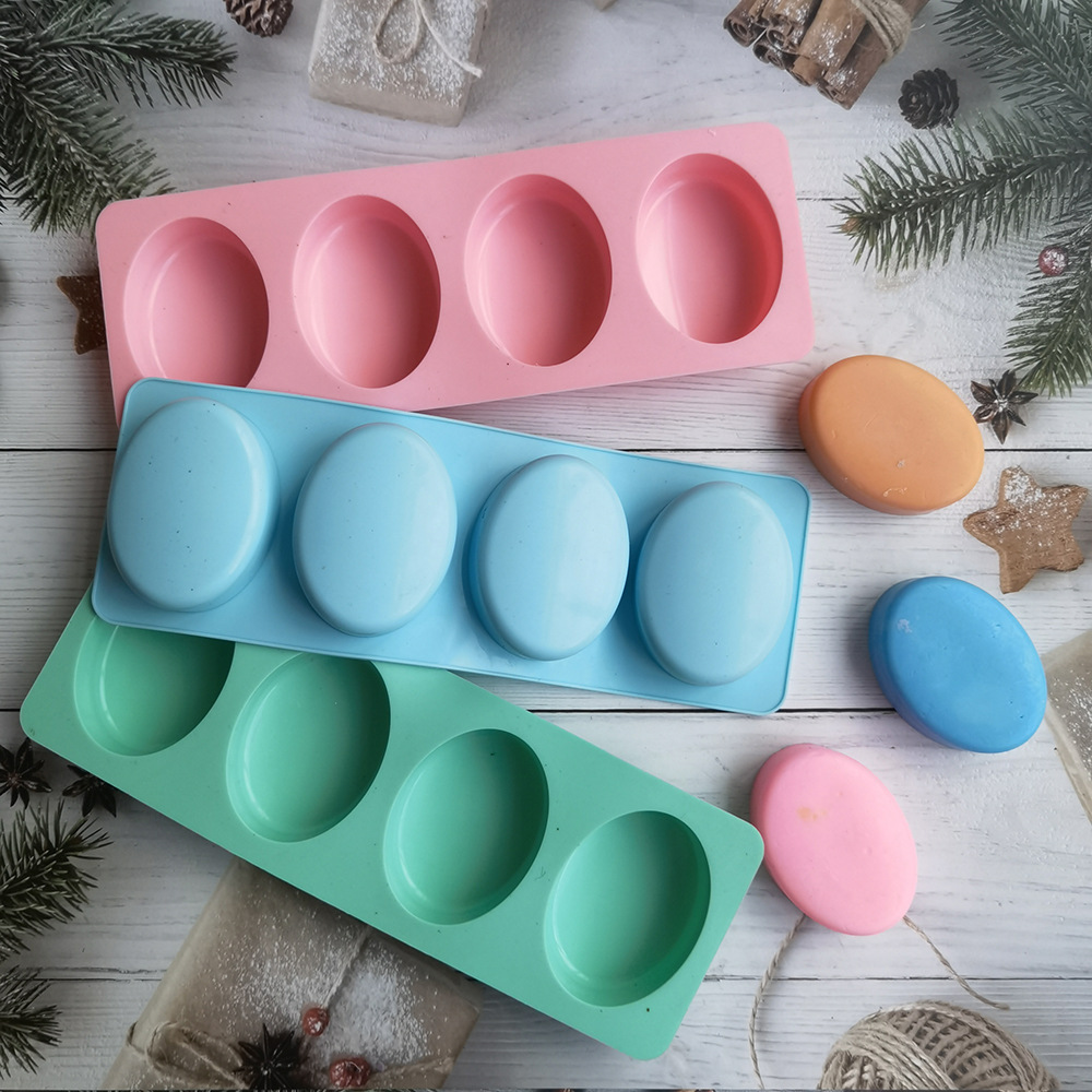 Candle Making Kit - 4 Cavities Oval Handmade Soap Silicone