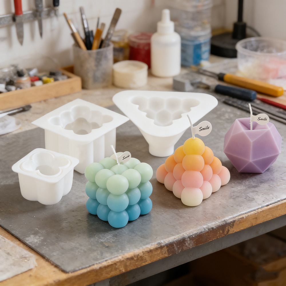 Candle Making Kit - 3D Bubble Cube Silicone Candle Molds