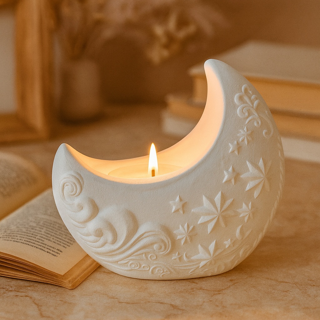3d Relief Moon Gypsum Resin Mo - огляд і ціна Candle Making Process