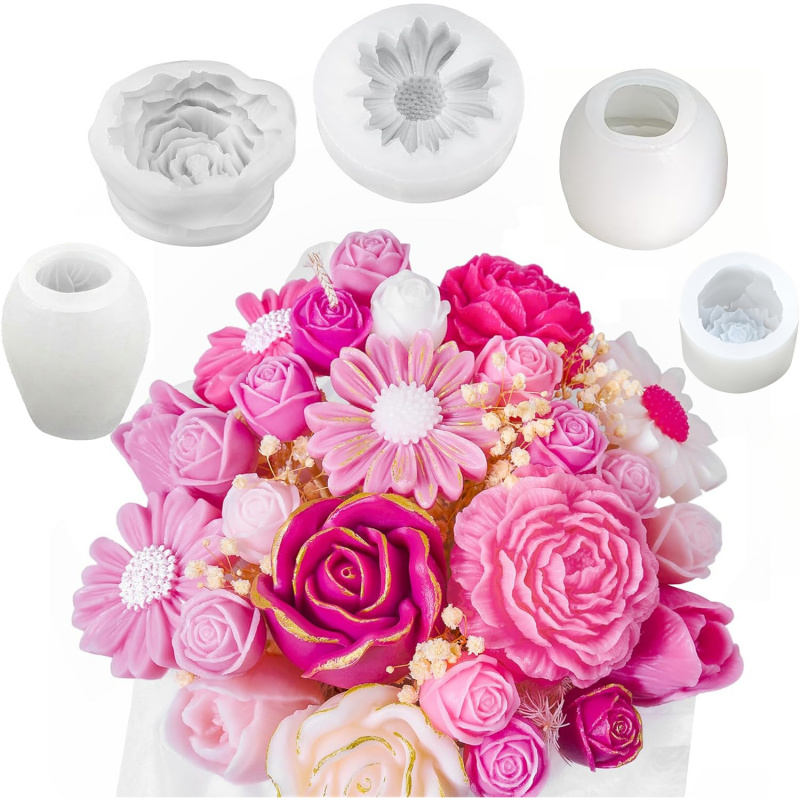 5Flower Candle Mold Set，3D Flo - огляд і ціна Candle Making Kit