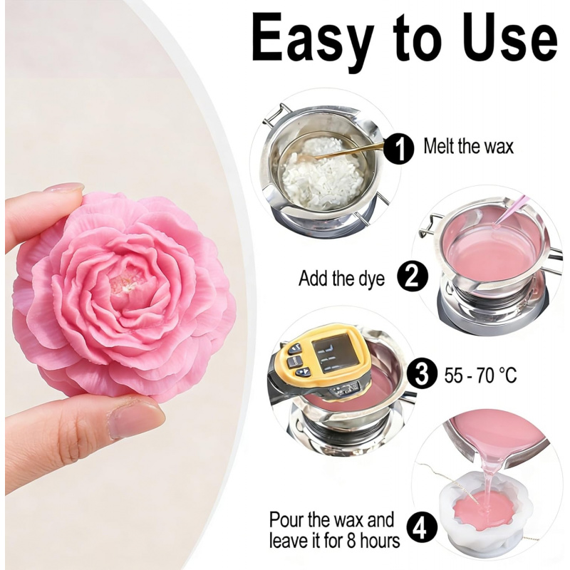 5Flower Candle Mold Set，3D Flo - огляд і ціна Candle Making Kit