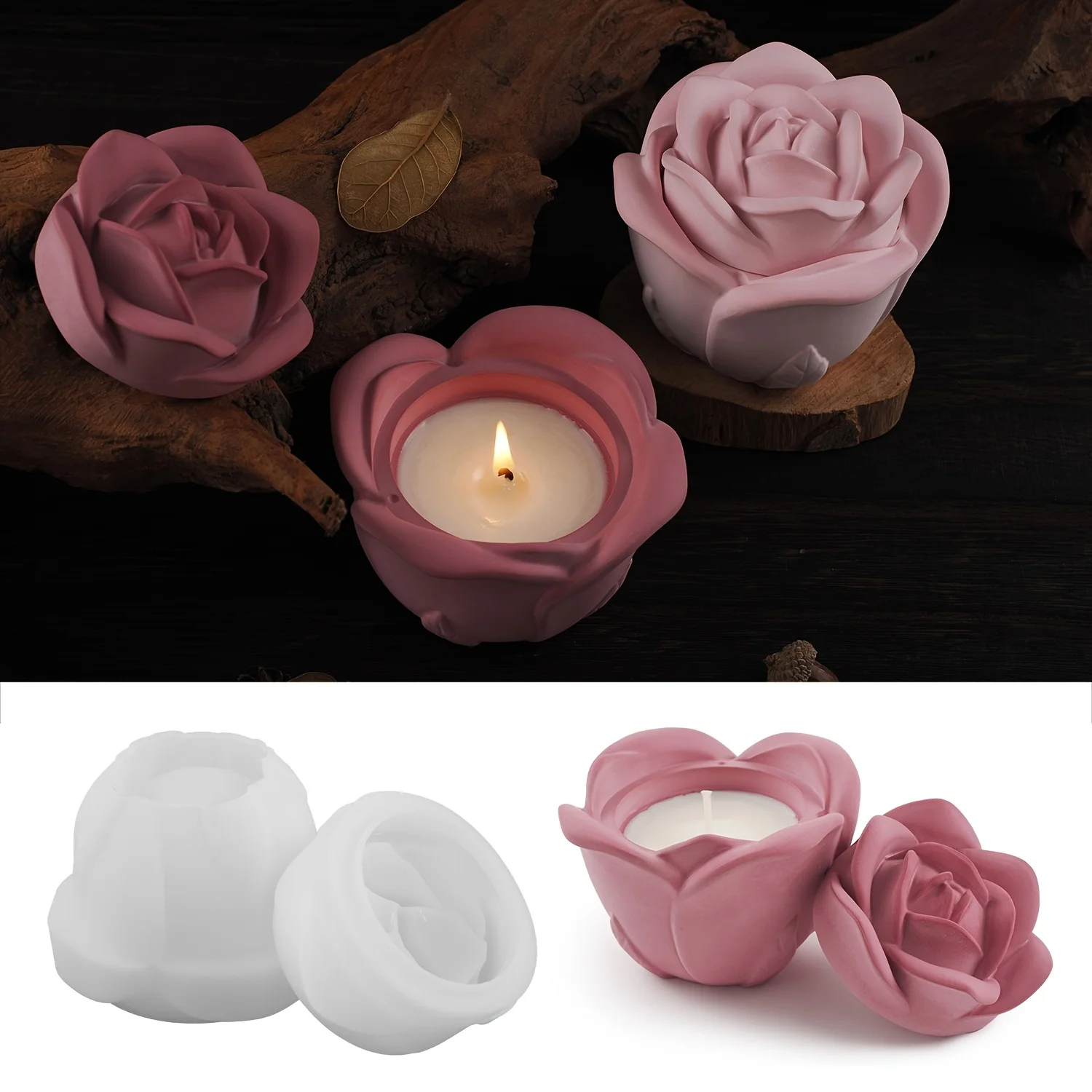 2-Piece Set Rose Shaped Silico - огляд і ціна Candle Mold Silicone